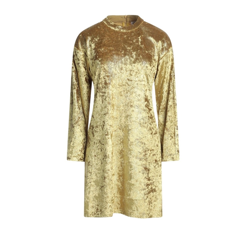 Molly Bracken Gold Snake Print Long Sleeve Party Dress Size Small